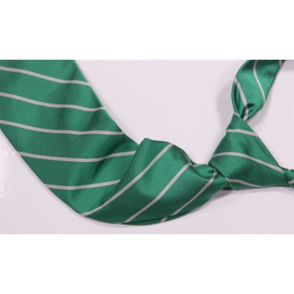 Polo Ralph Lauren Green Repp Striped Silk Handmade Necktie Tie - Picture 1 of 7